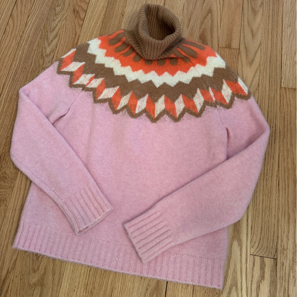 J Crew “Marika” Pink Wool/ Alpaca Turtleneck Sweater Sz Small